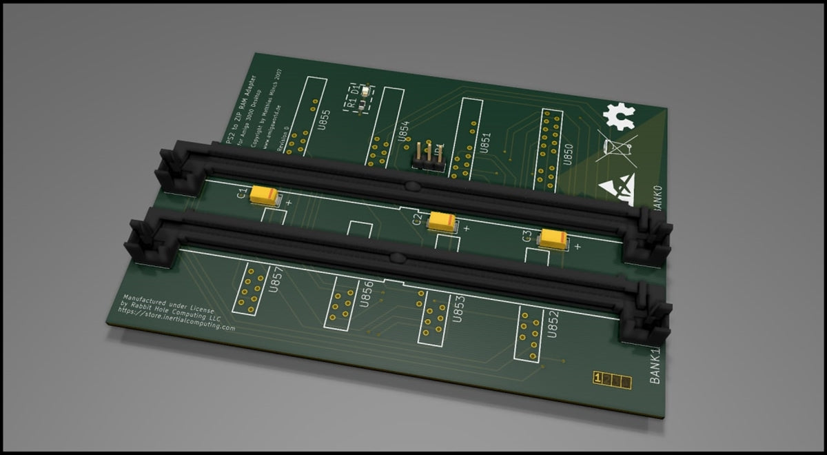 Amiga 3000 "ZIP2SIMM" PS2 to ZIP RAM adapter PCB